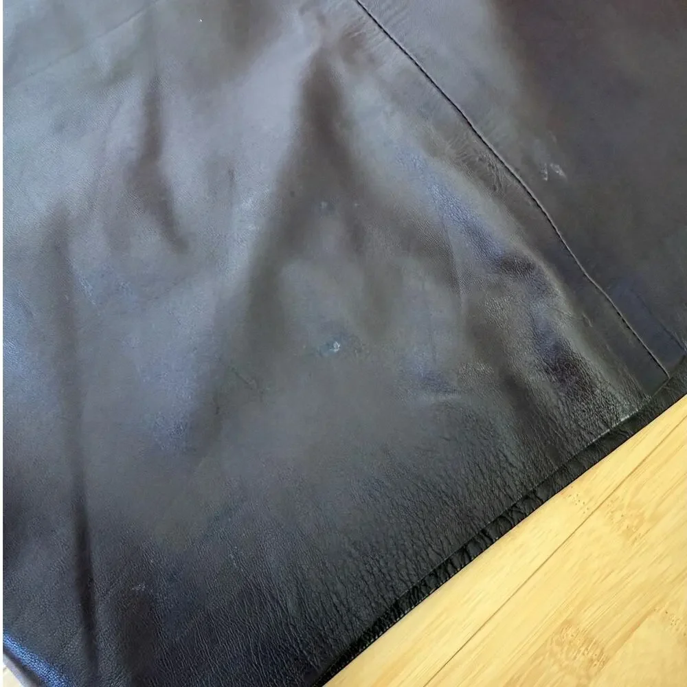 Vintage Ralph Lauren Collection Soft Brown Lamb Leather Pencil Mini Skirt Size 4